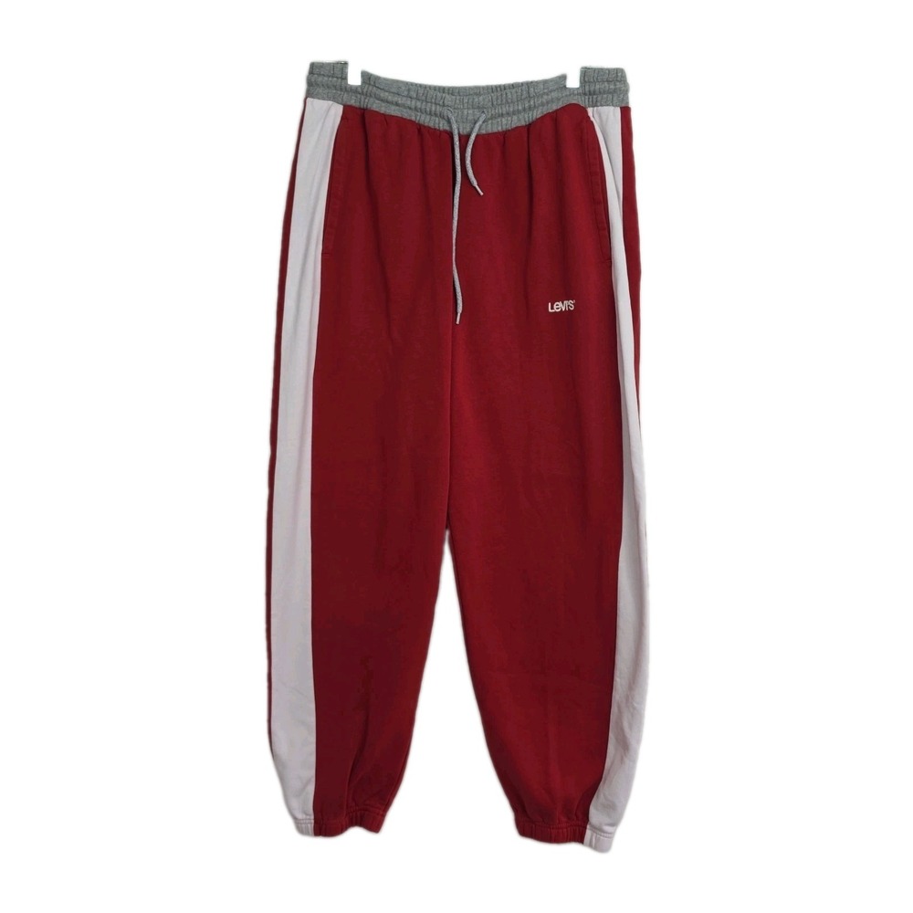 Levi's Sweatpants Men's L Red w/ White Stripe Elastic Waistband Retro Look - Picture 1 of 10